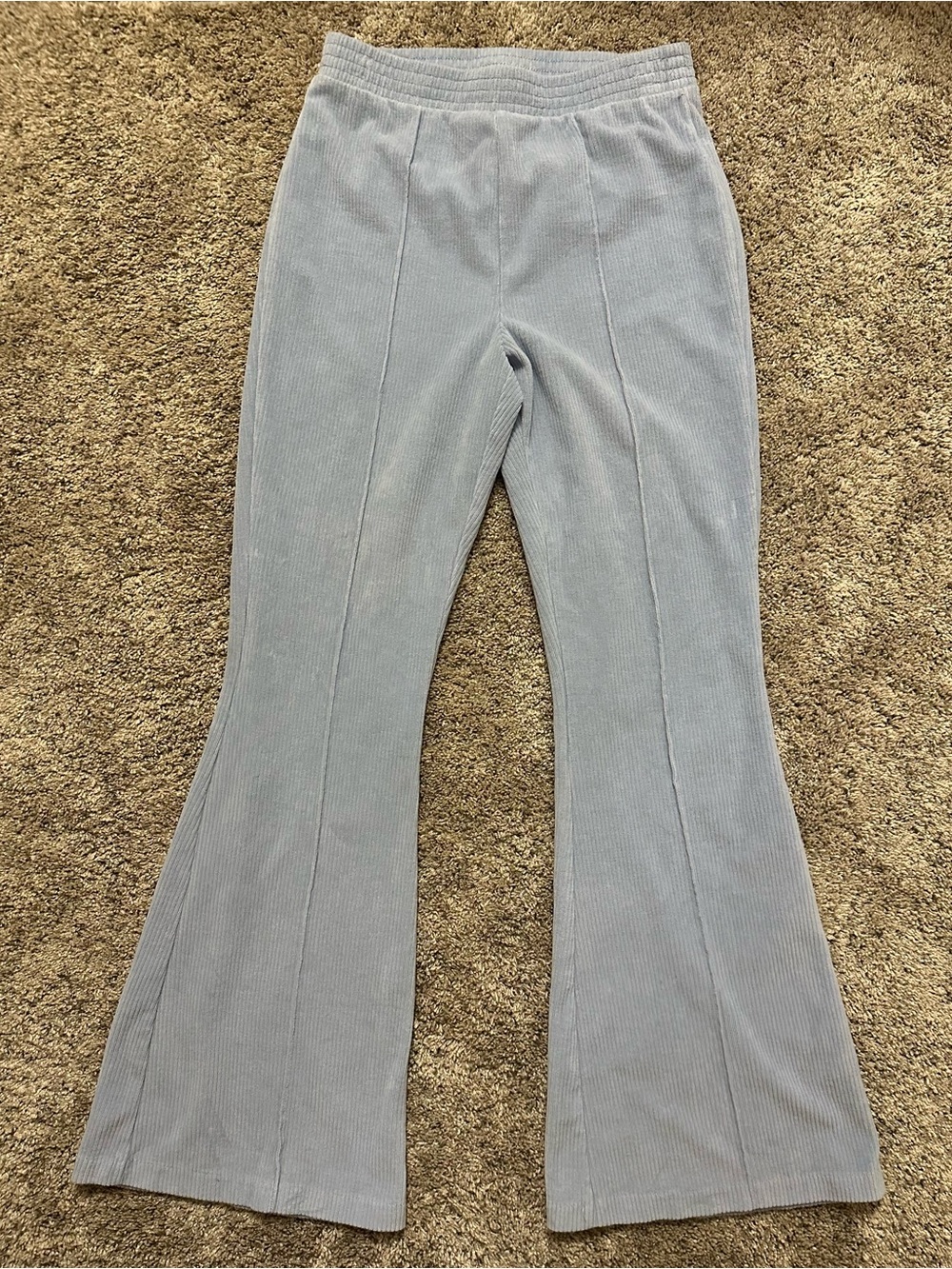 #177 aerie Light Gray Ribbed Boot-Cut Pants